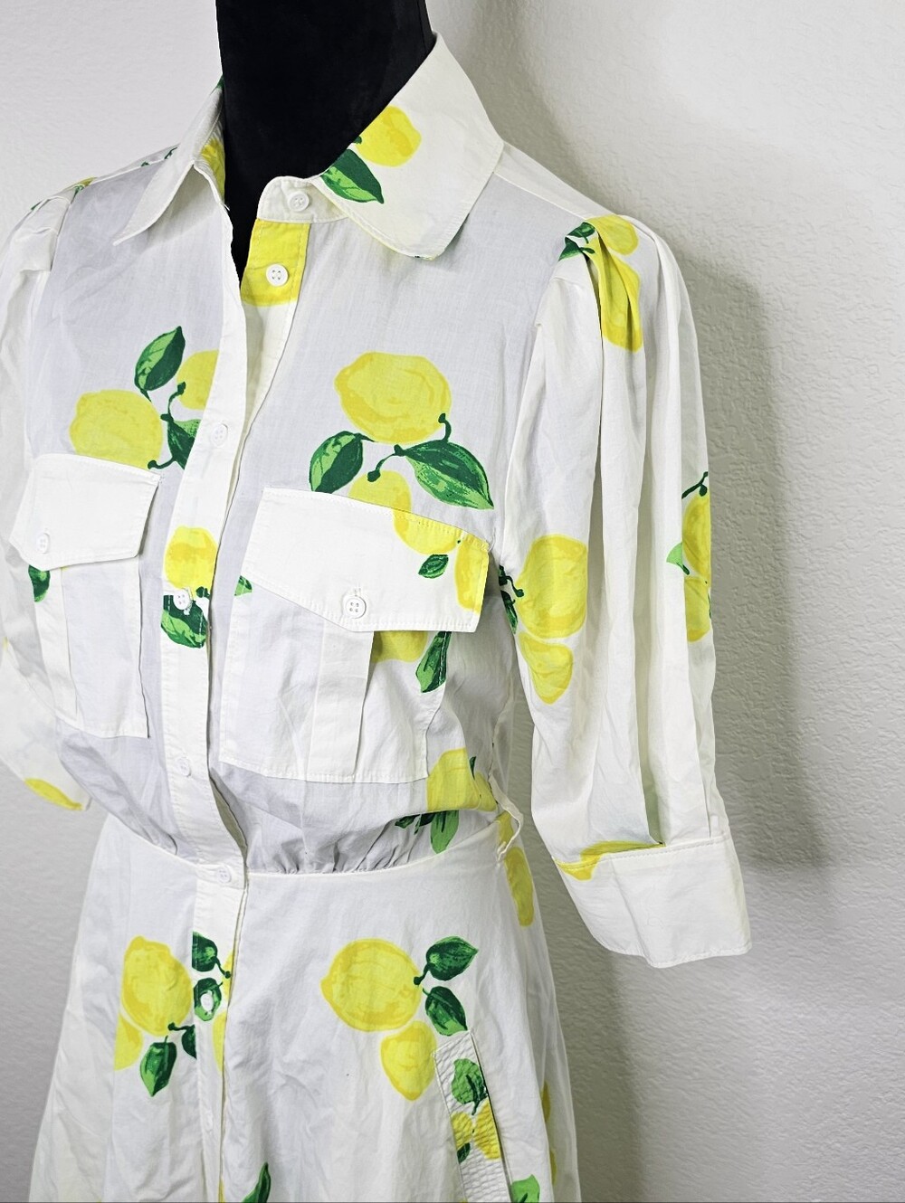 Essentiel Antwerp Darko lemon print shirt dress 34/2 - Picture 2 of 14